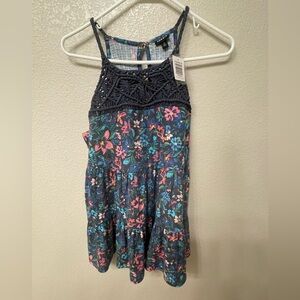 NWT — Torrid — floral tank with crochet neck — size 0 (L) — grey / floral